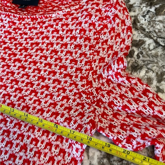 S Womens Romeo + Juliet Couture Pullover Sweater Top Long Sleeve Red White Small - Picture 2 of 9